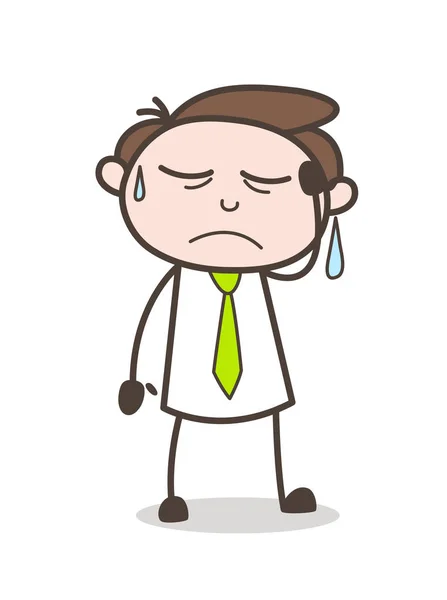 Triste Cartoon Manager Face Expression Vector Ilustração —  Vetores de Stock