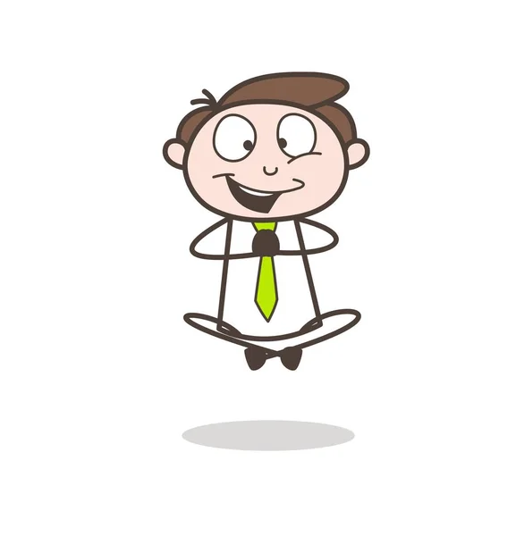 Joyful Office Personaje Haciendo Yoga Vector Ilustración — Archivo Imágenes Vectoriales