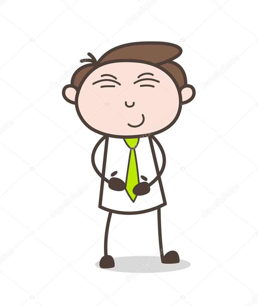 Funny Man Smiling Expression Vector Illustration