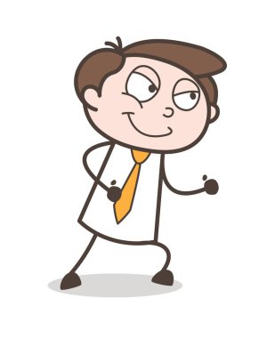 Gülümseyen yüz vektör çizim karikatür adam kurnaz