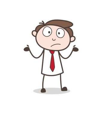 Office çalışan yüz ifade vektör çizim şaşırttı