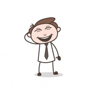 Utangaç genç gülen yüz vektör karikatür