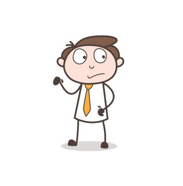 Endişeli çalışan yüz ifade karikatür