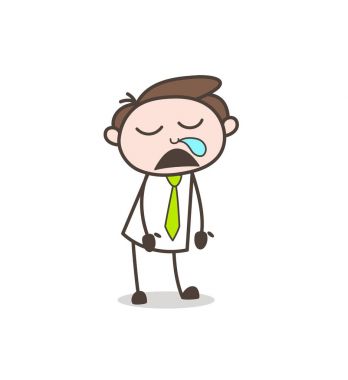 Çizgi film genç çocuk uykulu yüz vektör