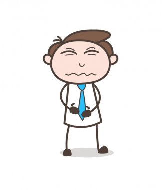 Çizgi film genç bir yaş şaşırmış yüz ifade vektör