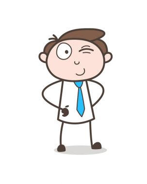 Mutlu işadamı göz vektör çizim göz kırpıyor