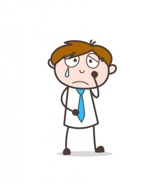 Üzgün çizgi film karakter yüz