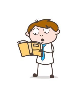 Karikatür öğrenci okuma kitap vektör kavramı