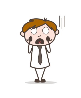 Korku yüz vektör çizim içinde çığlık atan adam