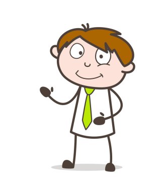 Karikatür satıcı sunu ifade vektör