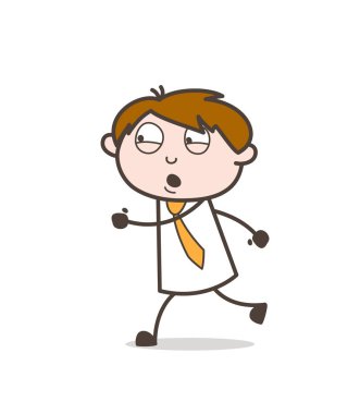 Acele vektör çizim içinde çalışan ofis çalışanı