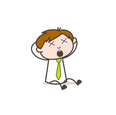 Yüz genç çocuk karakter vektör çizim dizzy