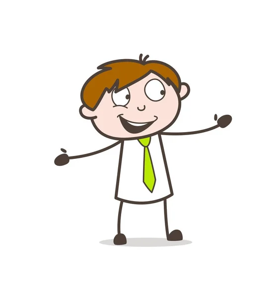 Happy Salesman montrant illustration geste de la main — Image vectorielle