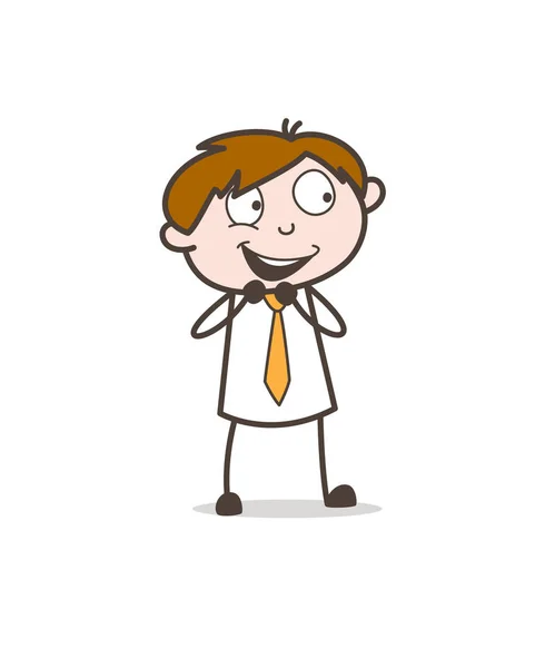 Personaje de dibujos animados joven empresario feliz — Vector de stock