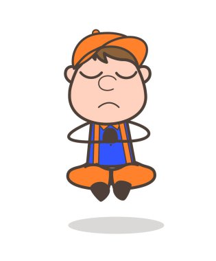 Çizgi film marangoz çocuk meditasyon yapıyor