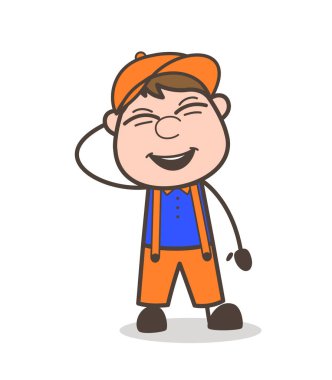 Gülen genç çocuk yüz vektör çizim