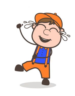 Çizgi film yaramaz çocuk yüksek sesle gülerek vektör ifade