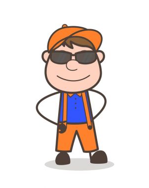 Şık genç güneş gözlüğü vektör ile alt çizgi film