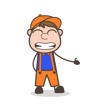 Karikatür işçi ekşitmeden yüz ifade vektör