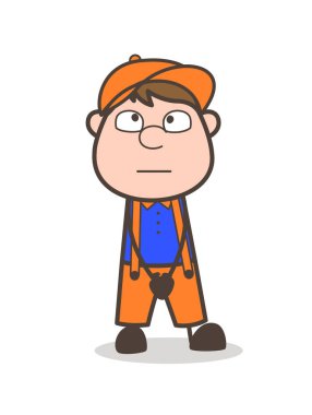 Karikatür çalışan düşünme yüz vektör