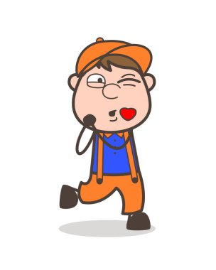 Çizgi film aşık çocuk öpücük vektör kavramı üfleme