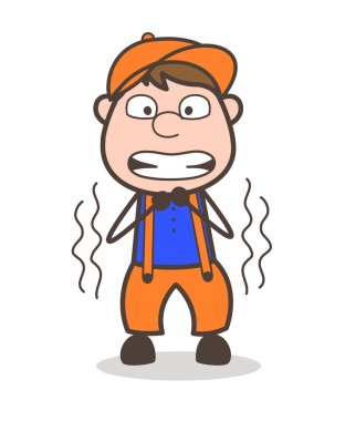 Titreyerek korku vektör çizim karikatür çalışan