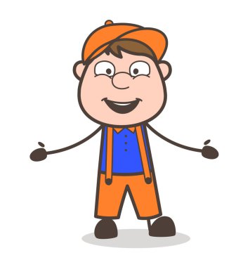 Heyecanlı çizgi film çocuk yüz ifade vektör çizim