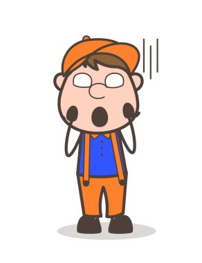 Korku vektör çizim içinde çığlık karikatür marangoz