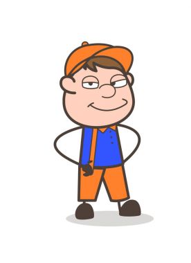 Yaramaz kurnaz adam yüz vektör çizim gülümseyen