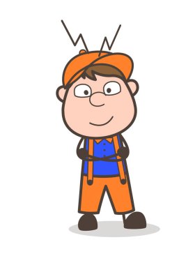 Mutlu karikatür marangoz alt karakter