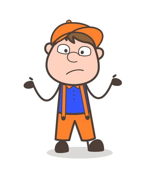 Cartoon Repairman Doing Unknown Behavior Vector — Stock Vector