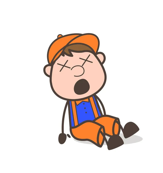 Dizzy Face Cartoon Labor Character Vector — Stock Vector