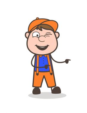 Göz göz kırpıyor ve işaret parmak vektör yaramaz genç yaş