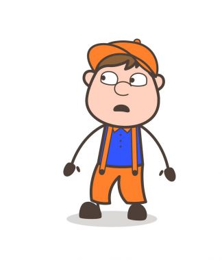 Korkmuş marangoz alt yüzü açık ağız ile çizgi film