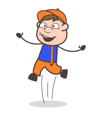 Mutlu tamirci heyecan içinde atlama