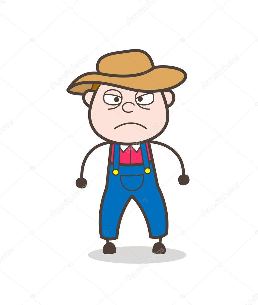 Cartoon Cowboy Reading a Book Vector Illustration