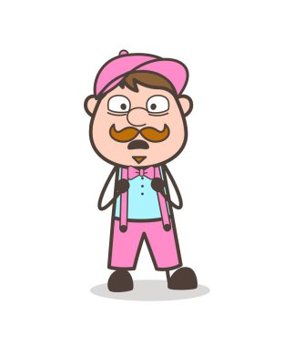 Çizgi film çalışan açık ağzı yüzü çatık