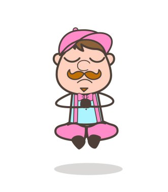 Çizgi film Ajan meditasyon vektör çizim yapıyor