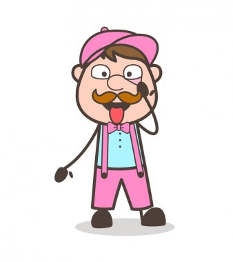 Gözleri ve dil için tıbbi araştırma gösteren çizgi film satıcısı