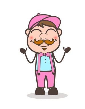 Gülümseyen ve yüz vektör yüzü kızaran şirin satıcı adam