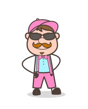 Siyah gözlüklü modern mutlu satıcı adam