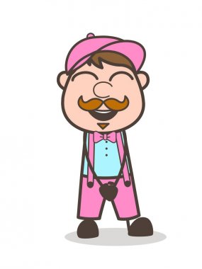 Komik satıcı adam yüz ifadesi gülüyor