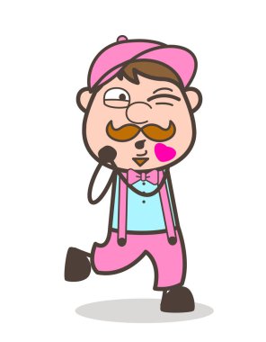 Çizgi film Romantik adam öpücük vektör çizim üfleme