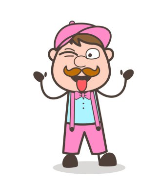 Yaramaz dondurma satıcısı göz vektör çizim göz kırpıyor