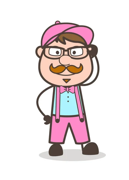 Cartoon Adult Man with Specs Vector Illustration — Stock Vector