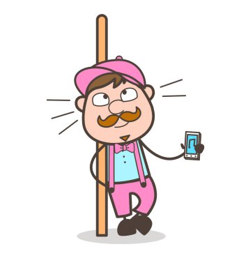 Müzik aygıt vektör çizim gösterilen çizgi film satıcı