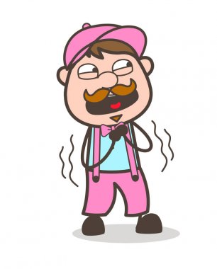 Titreyen karikatür satıcı karakter vektör