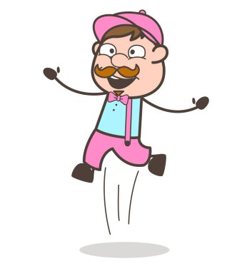 Atlama ve vektör gülüyor heyecanlı karikatür asker