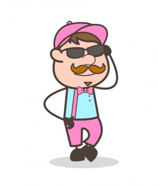 Siyah güneş gözlüğü vektör ile modern komik dondurma satıcısı