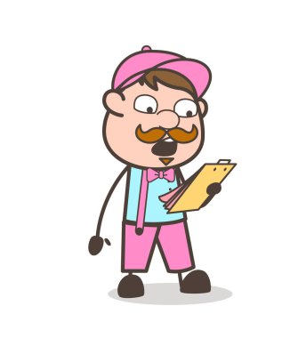 Karikatür Office çalışan okuma sözleşme belge vektör